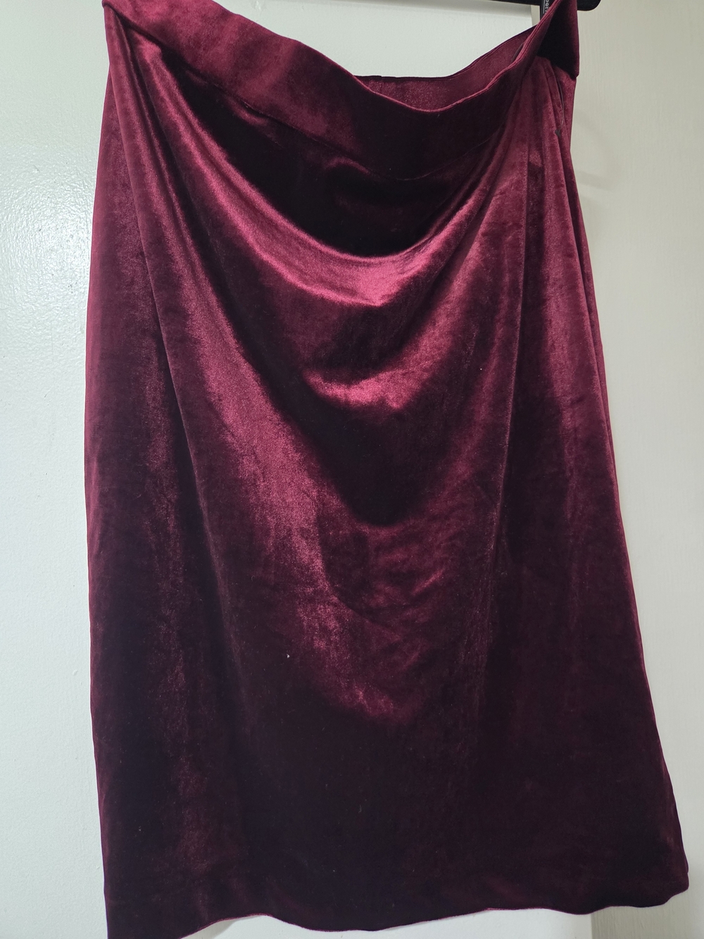 Eloquii Wine Velvet Slip Skirt